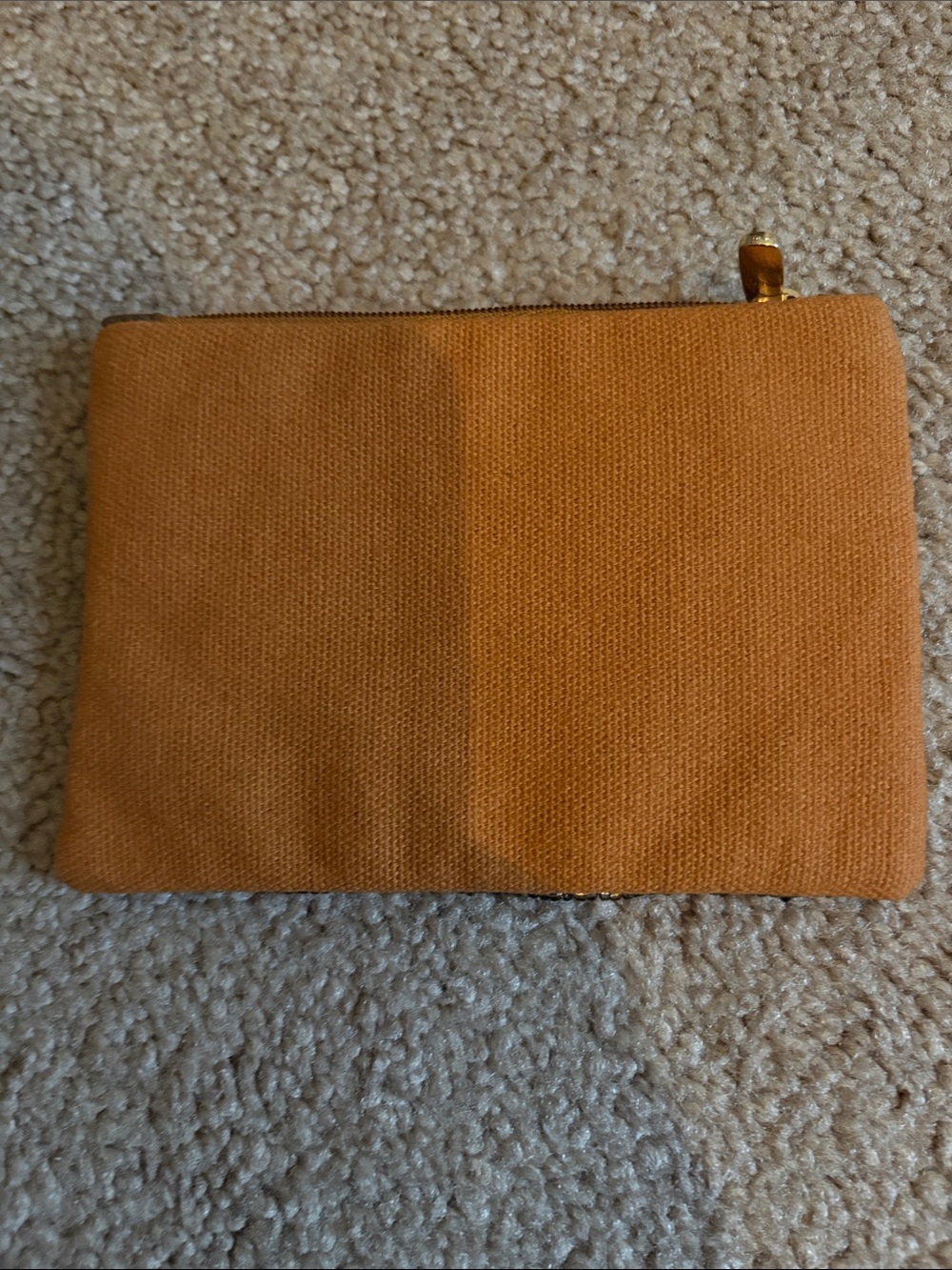 Hand Beaded Croissant & Coffee Zip Coin Pouch - Brown and Cream - Picture 2 of 2